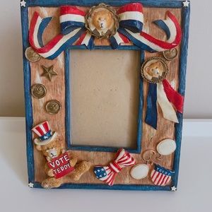 Russ vintage Photo Picture Frame Ode To America Teddy Bears